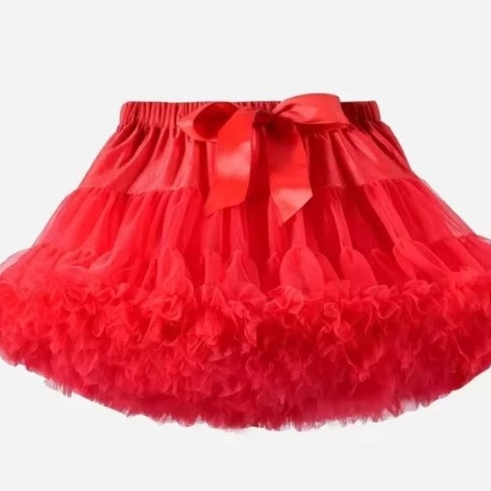 Red Tulle Skirt with Bow